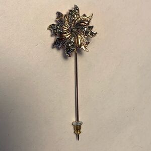 Vintage Stickpin With Black Rhinestones